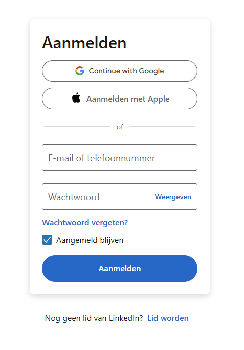 LinkedIn login page
